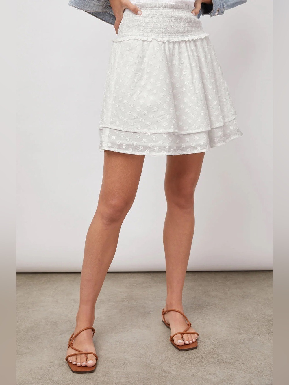 Rails Addison Skirt In White Embroidered Daisies Size XL